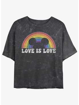 Disney Mickey Mouse Love Is Love Mineral Wash Girls Crop T-Shirt, , hi-res