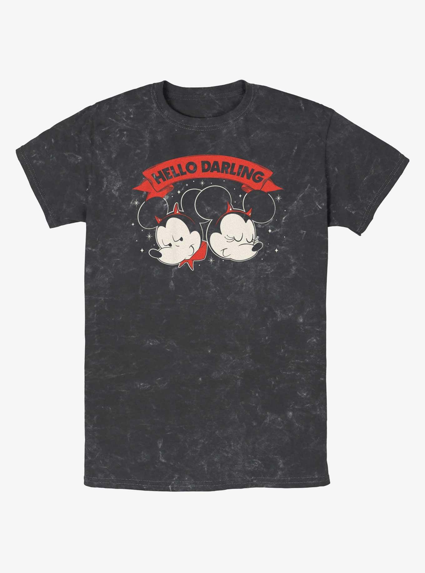 Disney Mickey Mouse & Minnie Mouse Hello Darling Mineral Wash T-Shirt, BLACK, hi-res