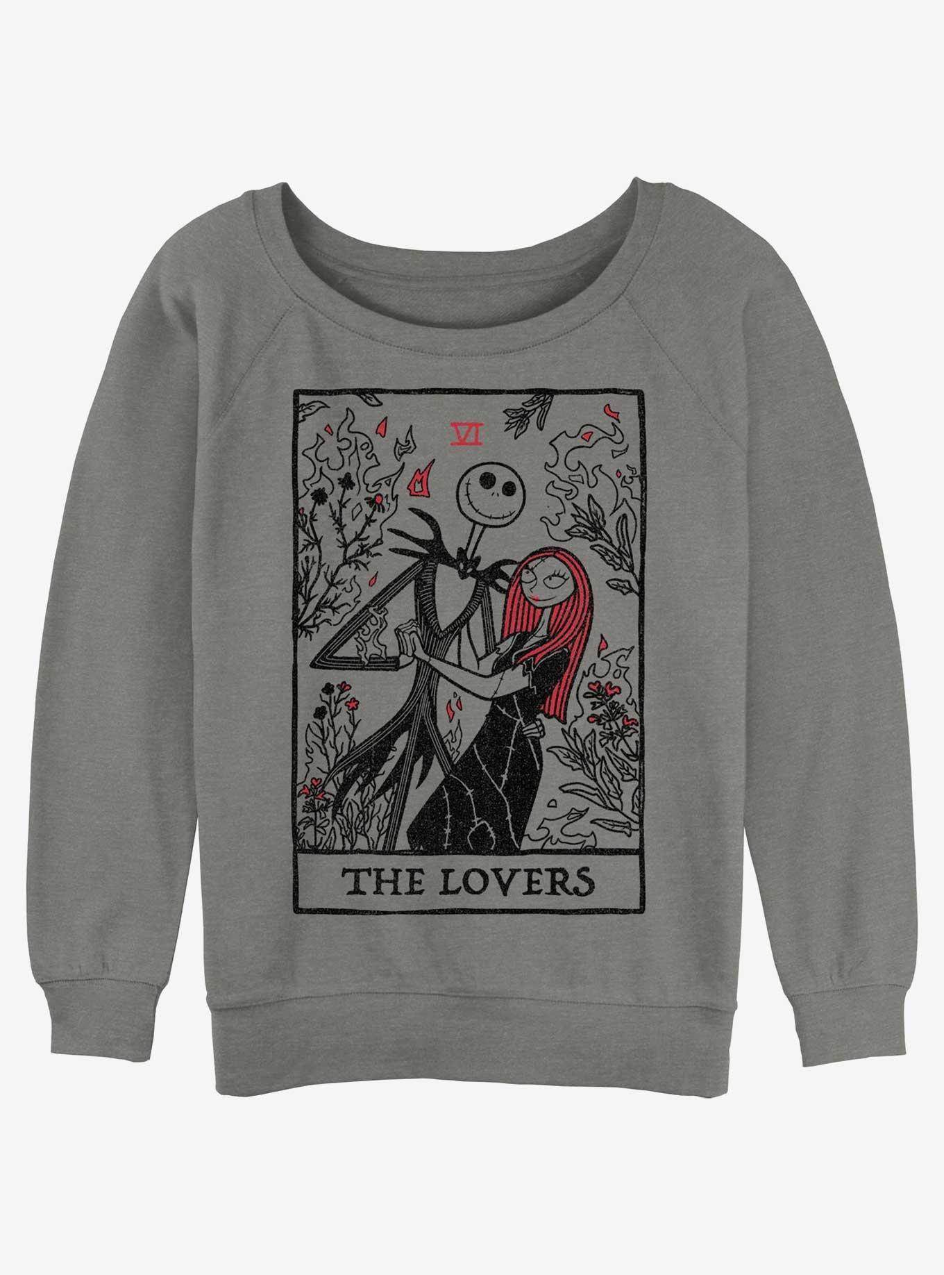 Disney The Nightmare Before Christmas Loving Death Girls Slouchy Sweatshirt, GRAY HTR, hi-res