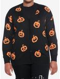 Social Collision Black & Orange Pumpkin Cardigan Plus Size, MULTI, hi-res