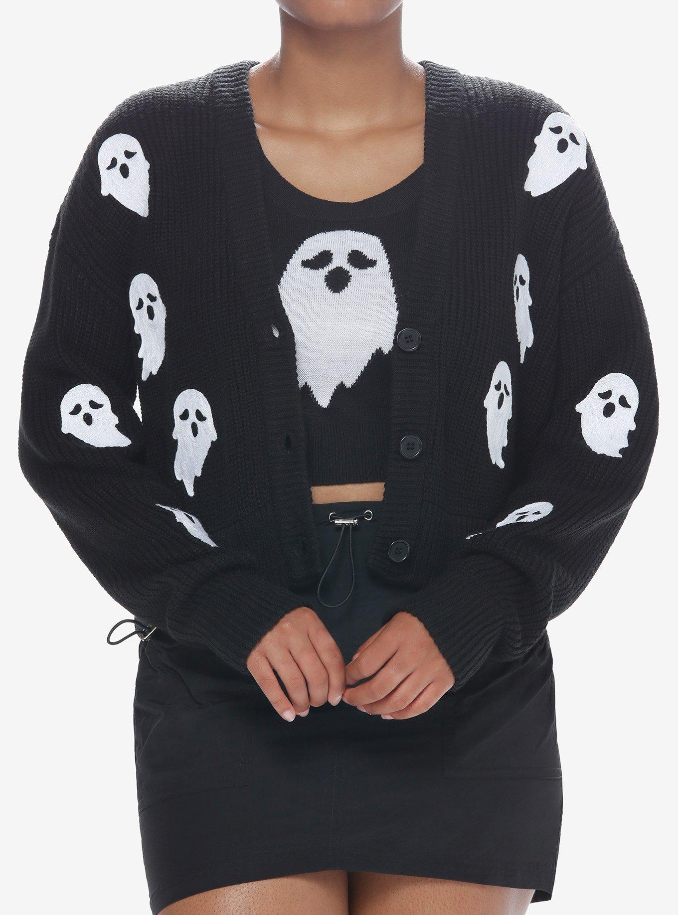 Sweet Society Ghost Crop Cardigan & Tank Top Set, MULTI, hi-res