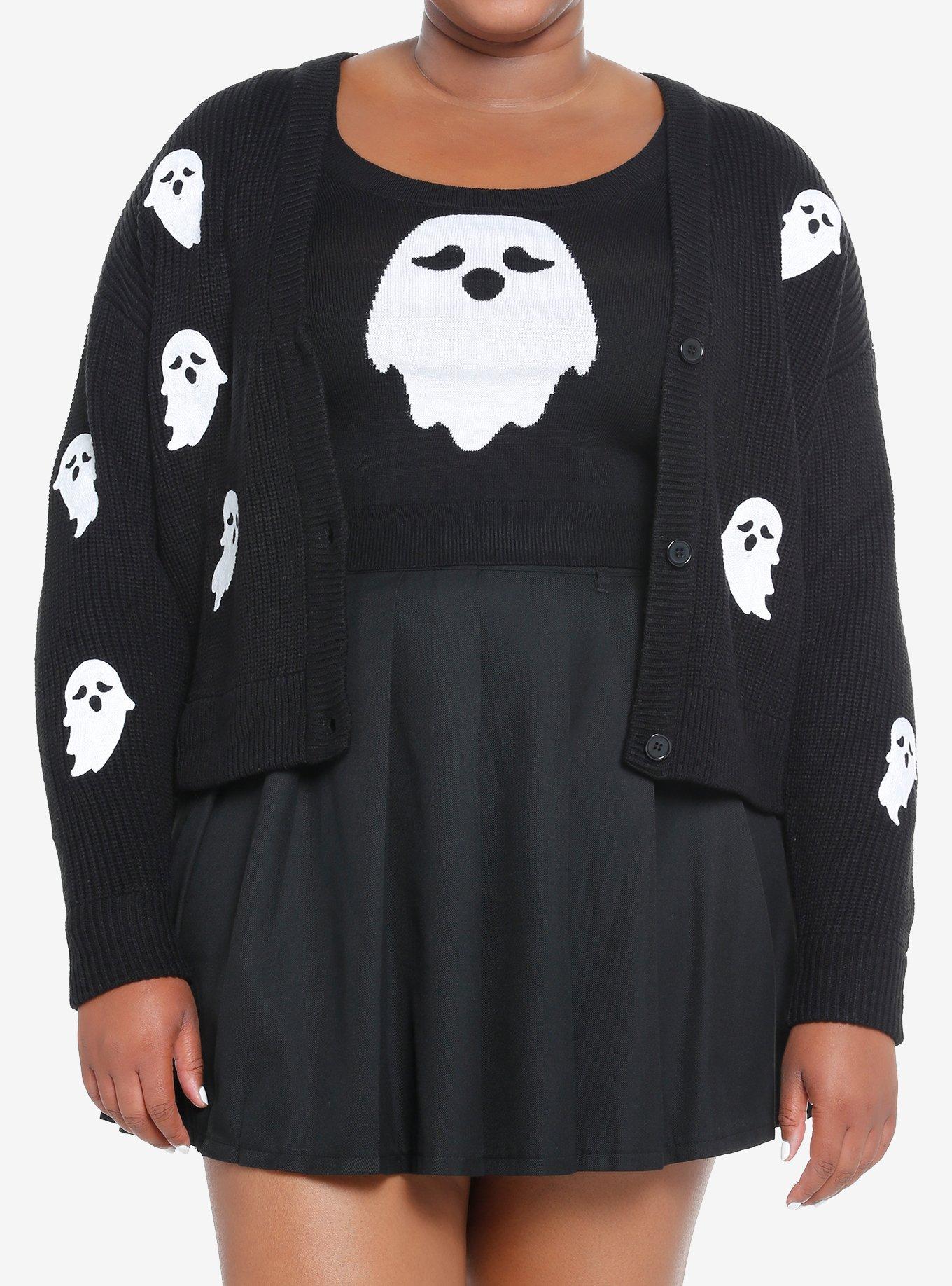 Sweet Society Ghost Crop Cardigan & Tank Top Set Plus Size, MULTI, hi-res