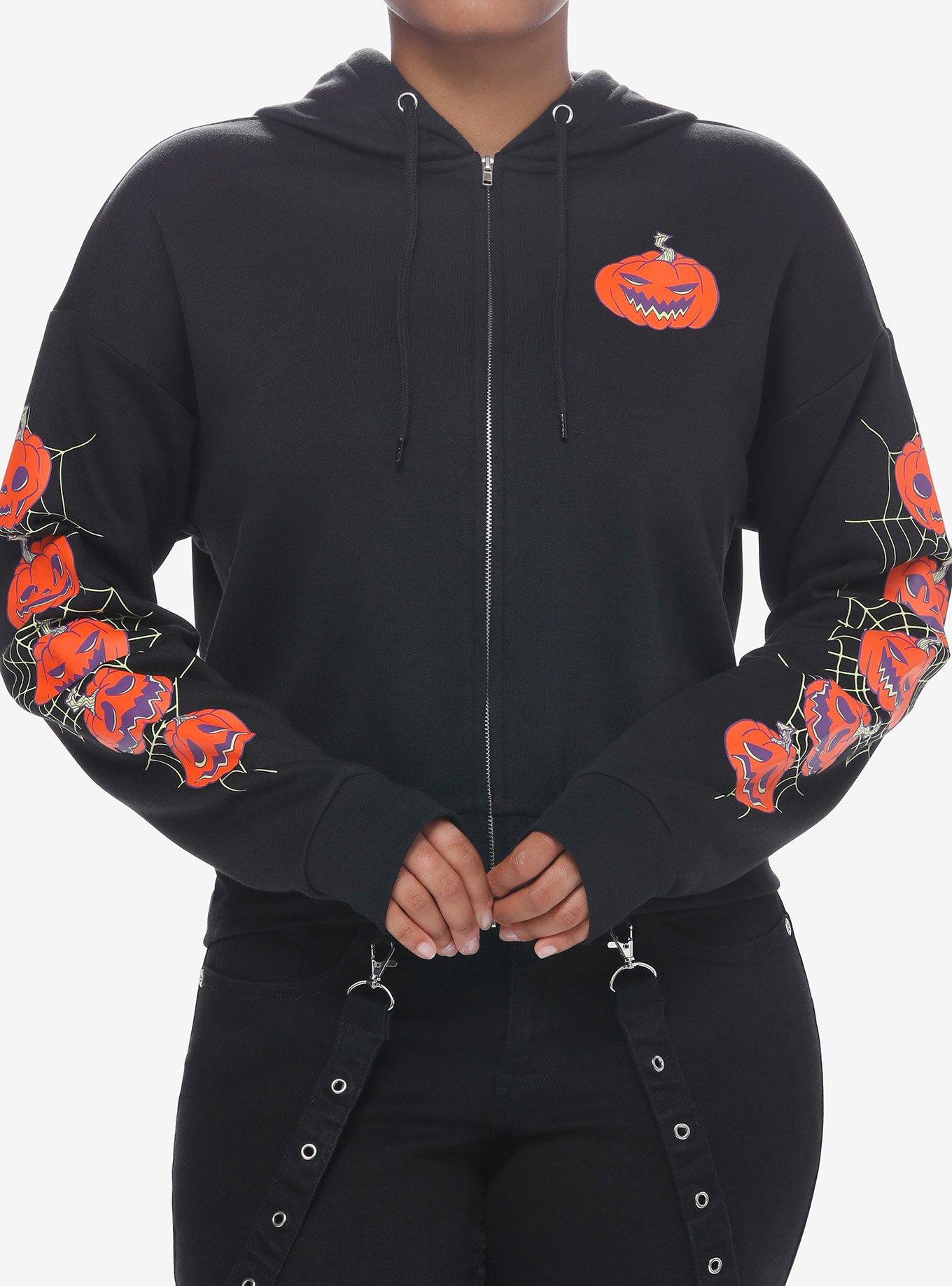 Social Collision Spooky Crew Crop Hoodie, , hi-res