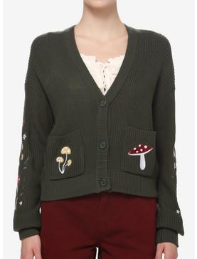 Thorn & Fable Mushroom Embroidered Crop Cardigan, , hi-res