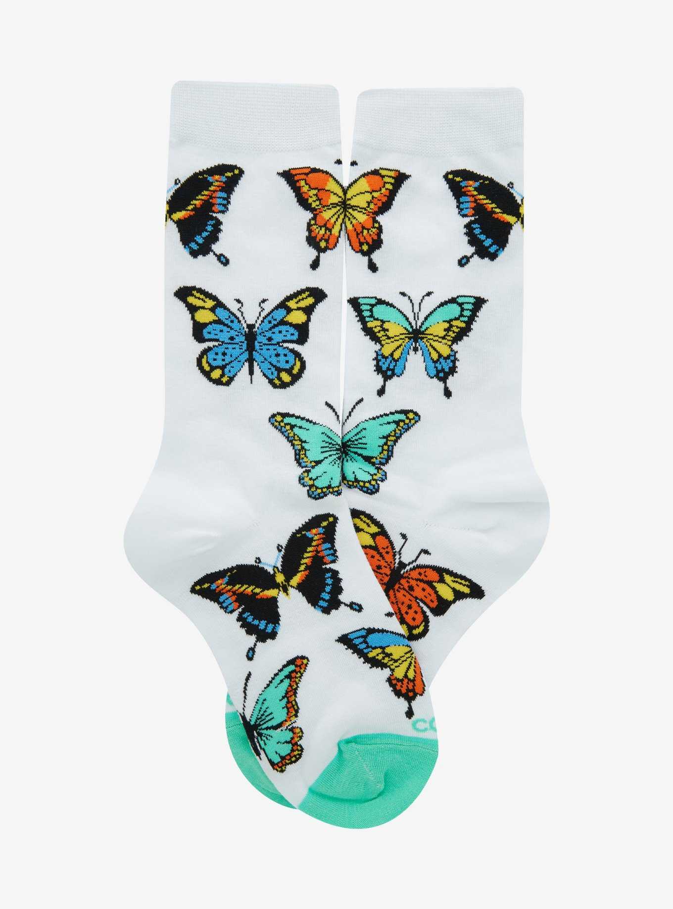 Cool Socks Butterfly Allover Print Crew Socks, , hi-res