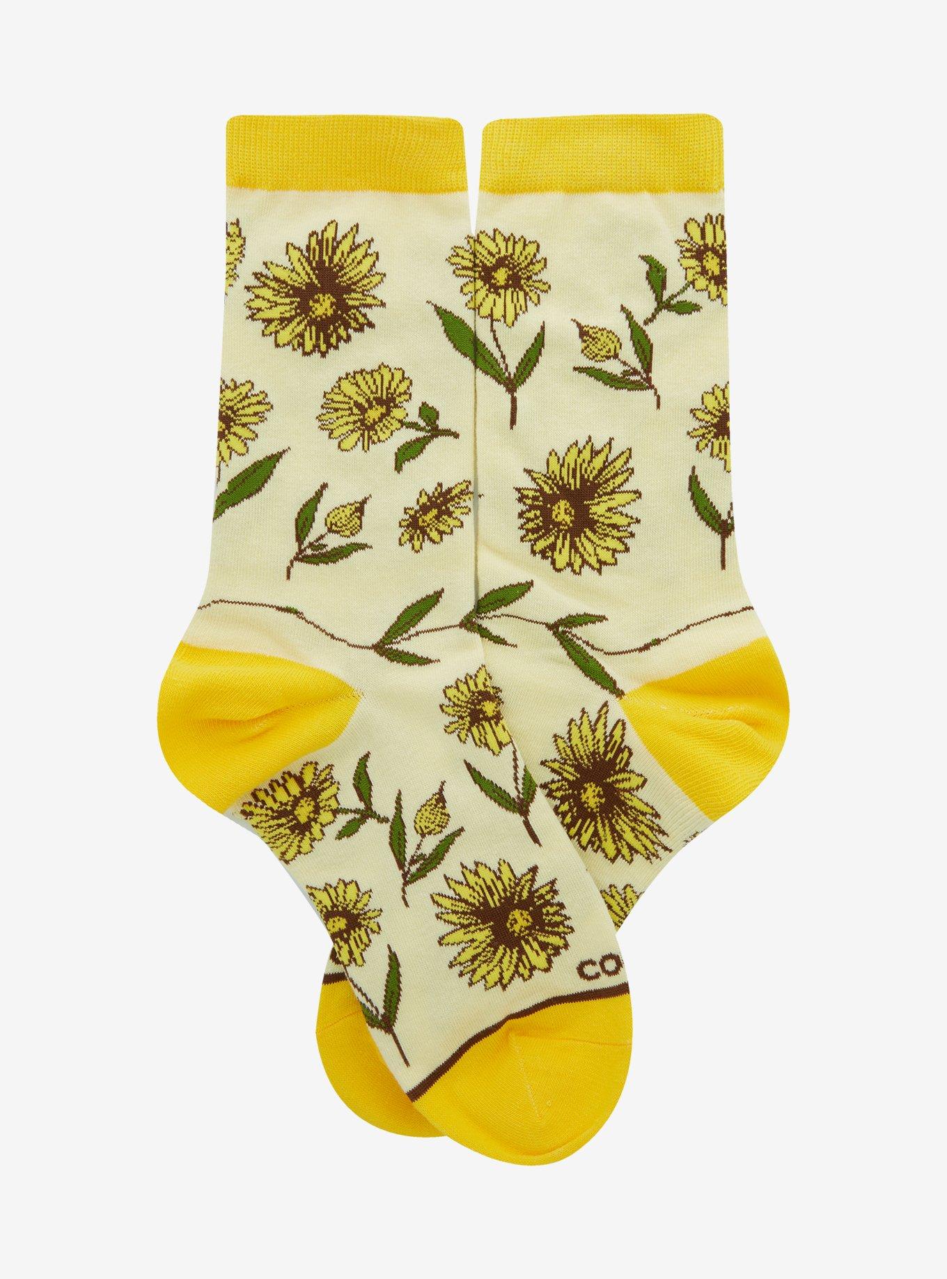 Cool Socks Sunflowers Allover Print Crew Socks, , hi-res