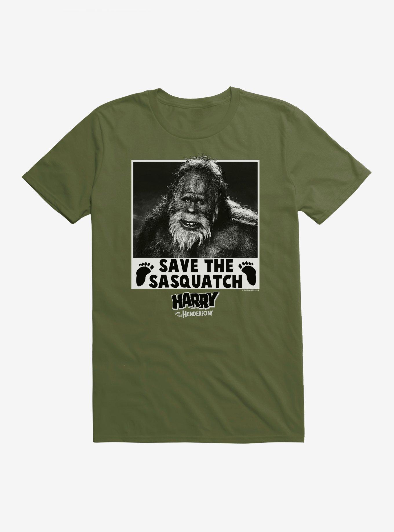 Harry And The Hendersons Save The Sasquatch T-Shirt, MILITARY GREEN, hi-res