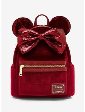 Loungefly Disney Minnie Mouse Velvet Sequined Ears Mini Backpack - BoxLunch Exclusive, , hi-res