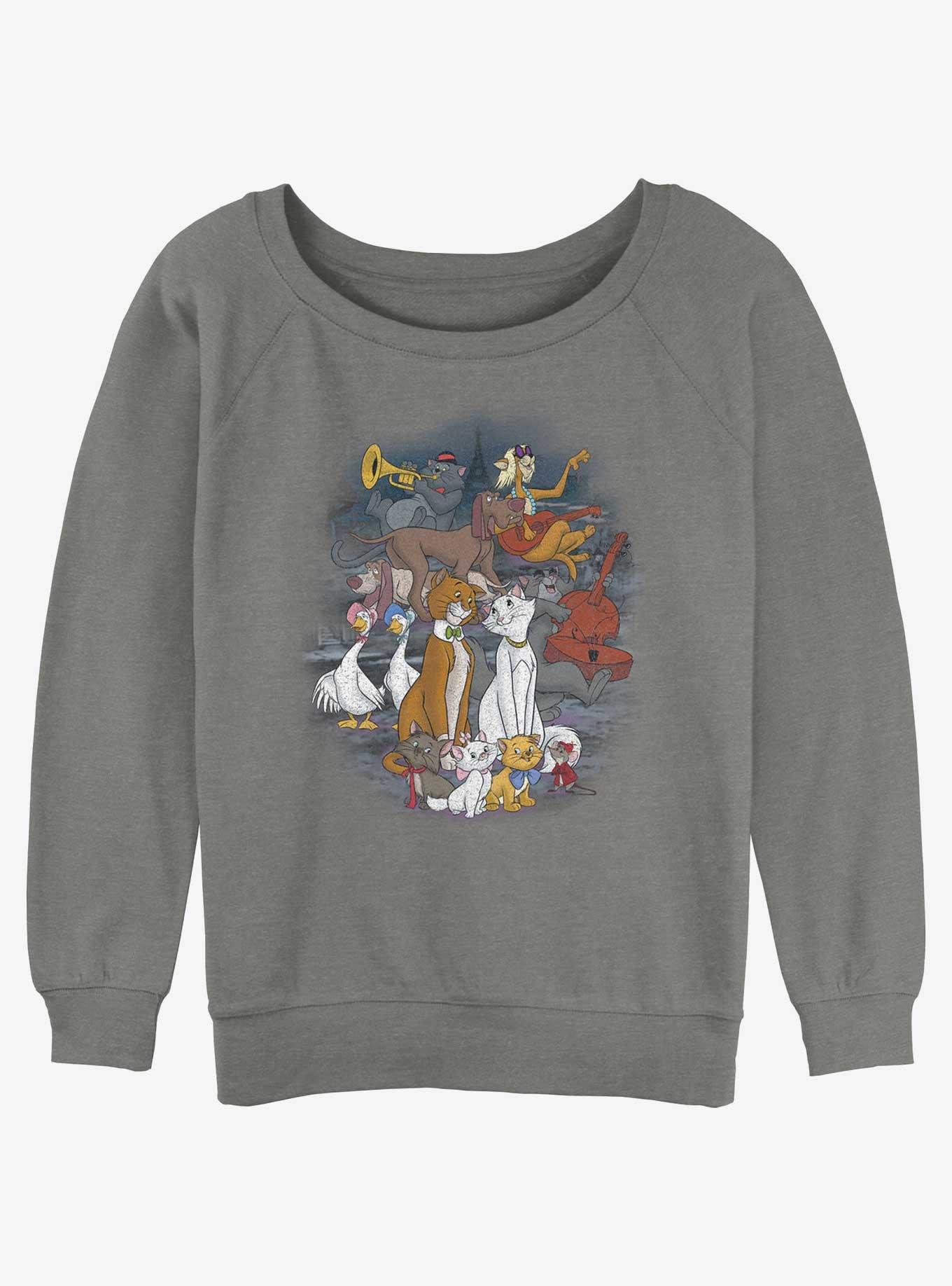 Disney The AristoCats All The Cats Womens Slouchy Sweatshirt, GRAY HTR, hi-res