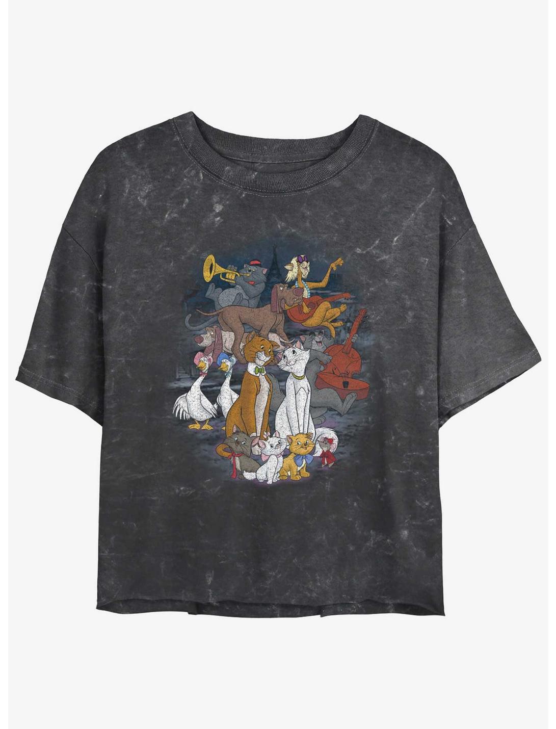 Disney The AristoCats All The Cats Mineral Wash Womens Crop T-Shirt, BLACK, hi-res
