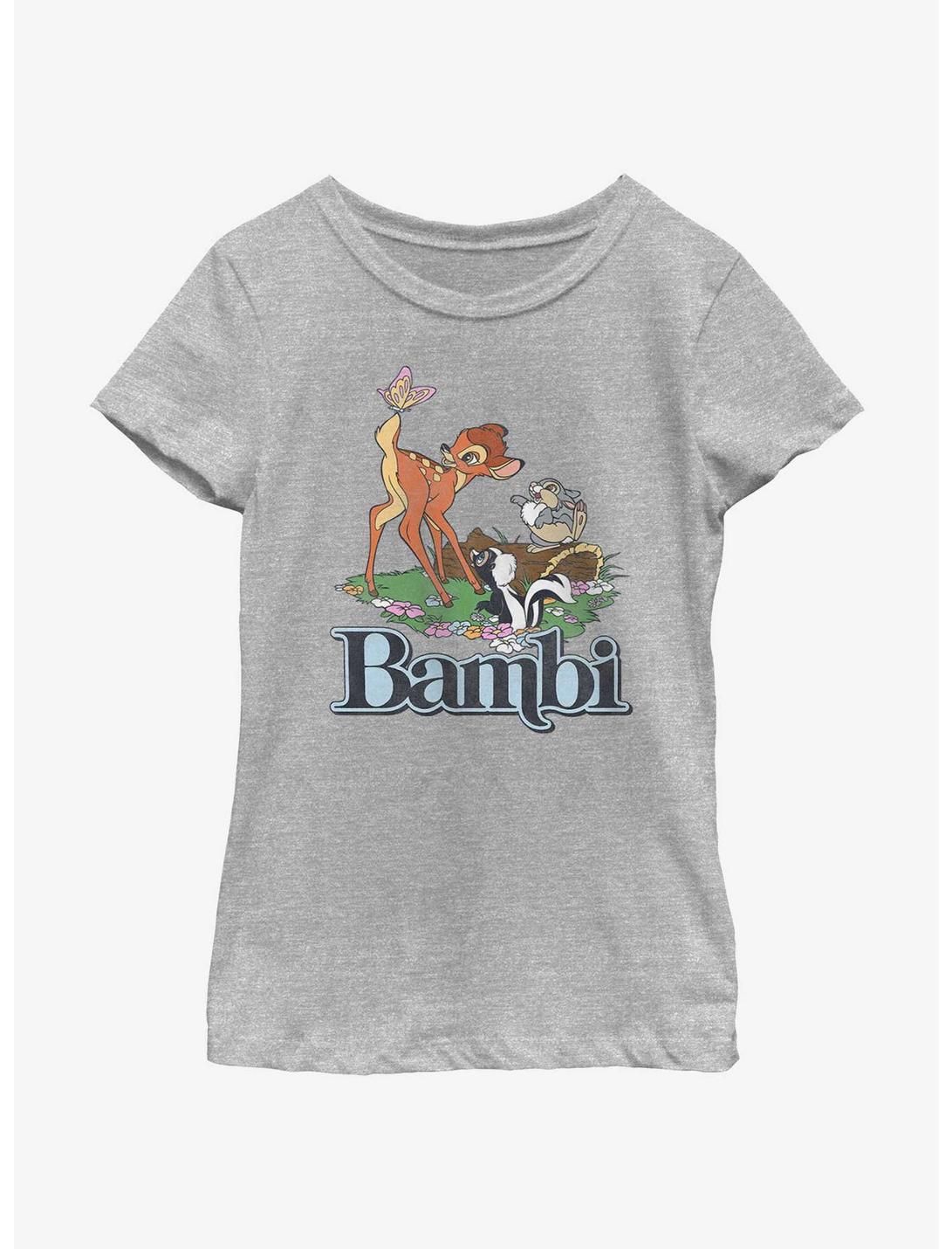Disney Bambi Forest Friends Logo Youth Girls T-Shirt, ATH HTR, hi-res