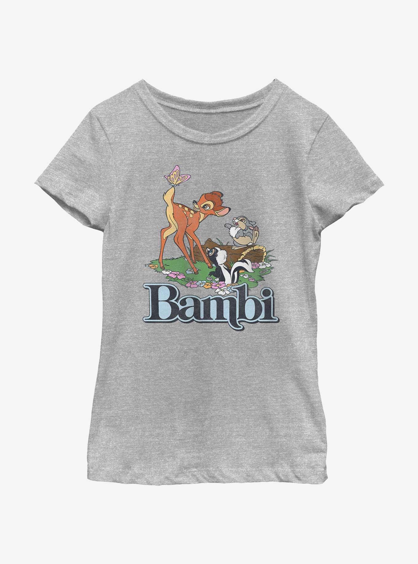 Disney Bambi Forest Friends Logo Youth Girls T-Shirt, ATH HTR, hi-res
