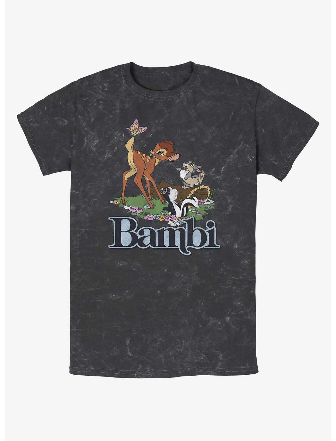 Disney Bambi Forest Friends Logo Mineral Wash T-Shirt, BLACK, hi-res