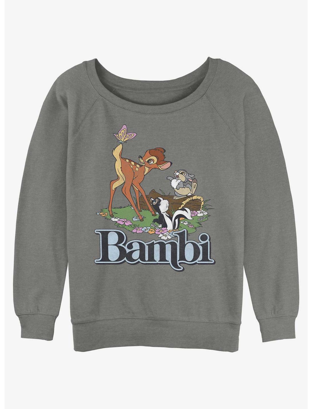 Disney Bambi Forest Friends Logo Womens Slouchy Sweatshirt, GRAY HTR, hi-res