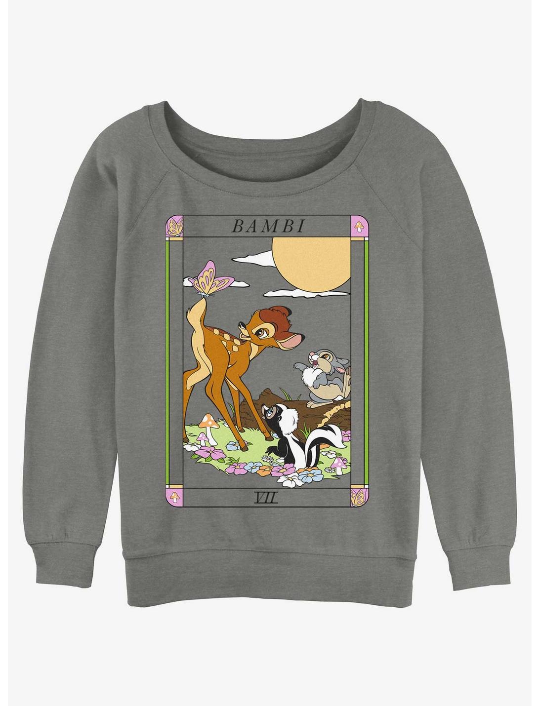 Disney Bambi and Friends Flower & Thumper Card Womens Slouchy Sweatshirt, GRAY HTR, hi-res