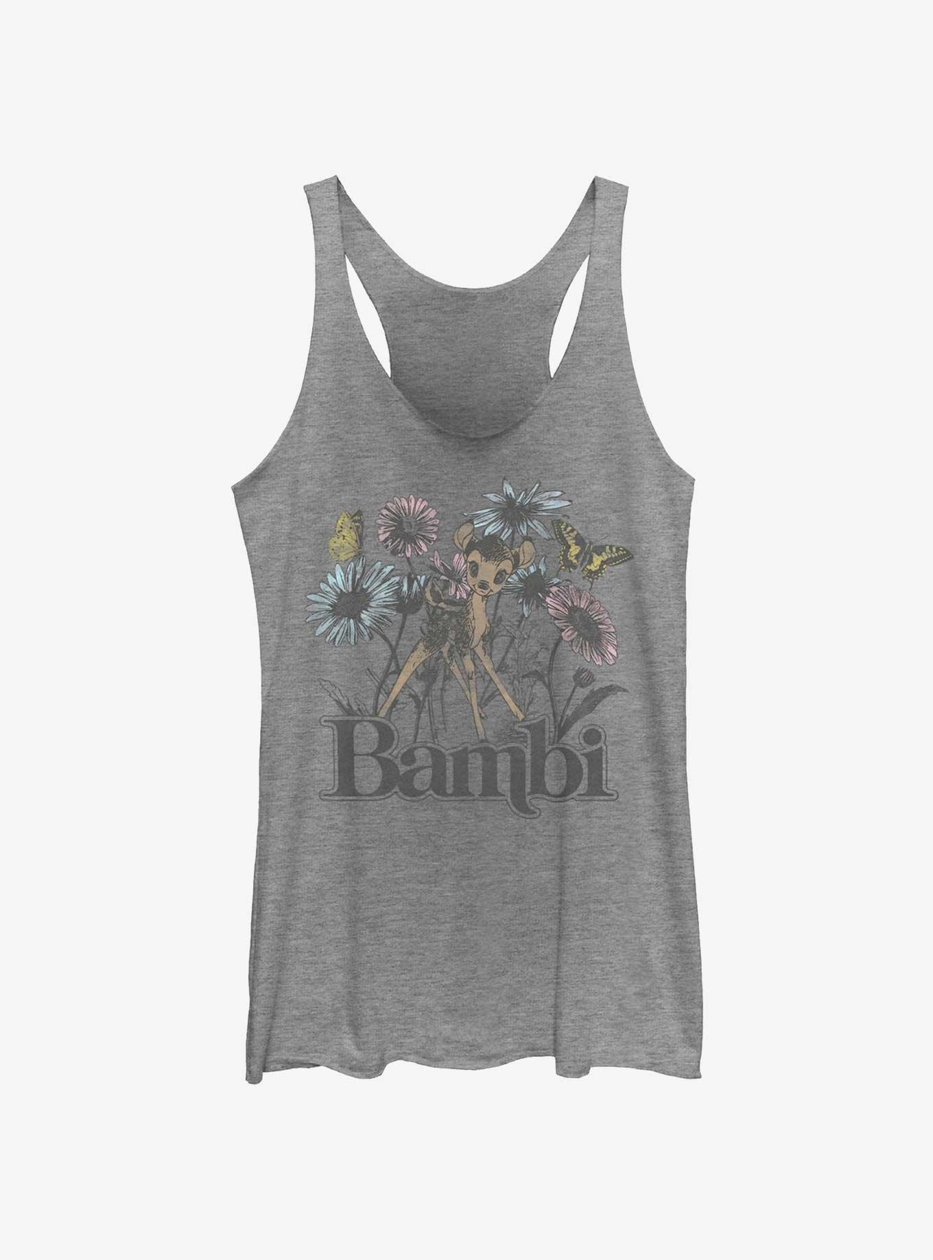 Disney Bambi Watercolor Floral Womens Tank Top, GRAY HTR, hi-res