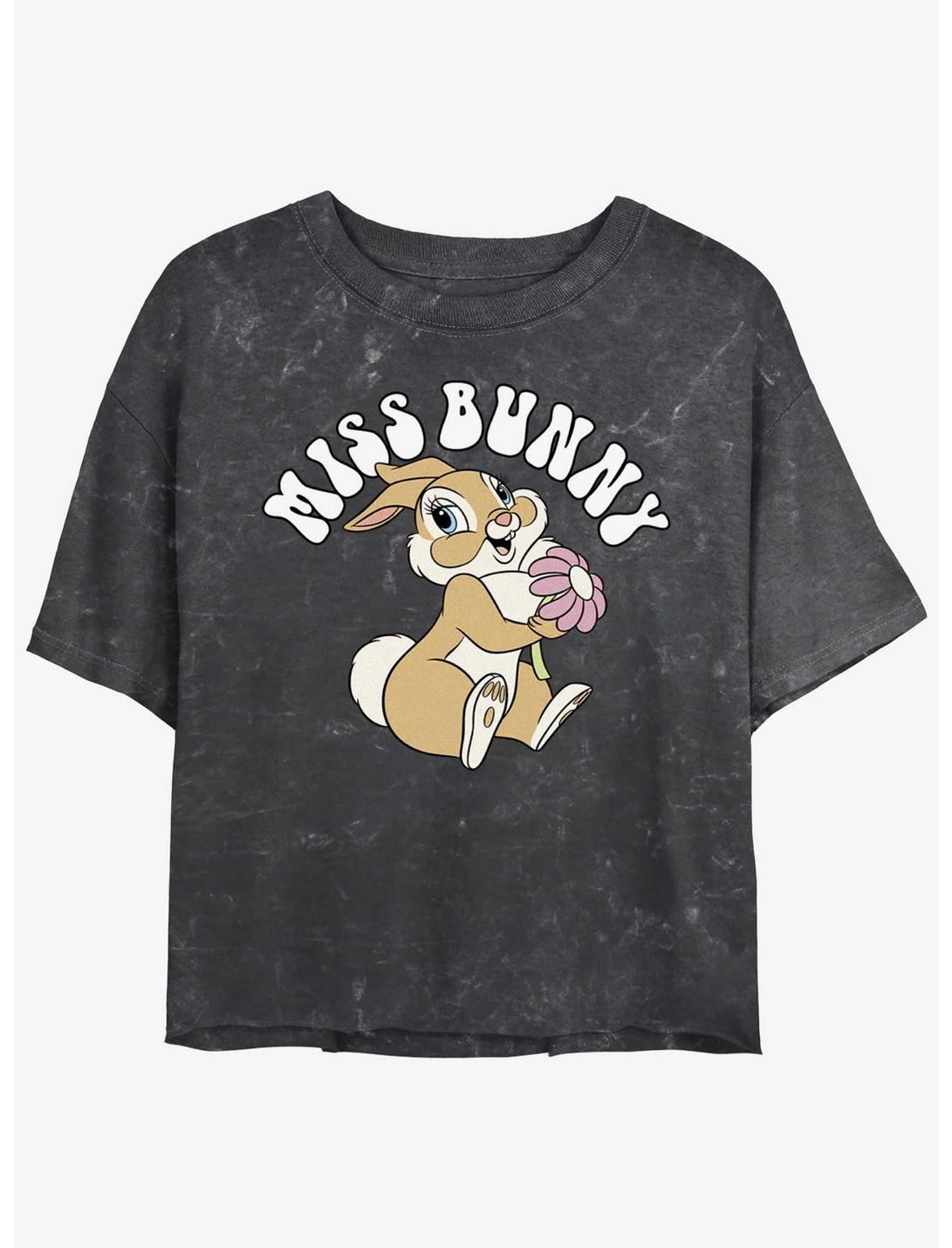 Disney Bambi Miss Bunny Retro Mineral Wash Womens Crop T-Shirt, BLACK, hi-res