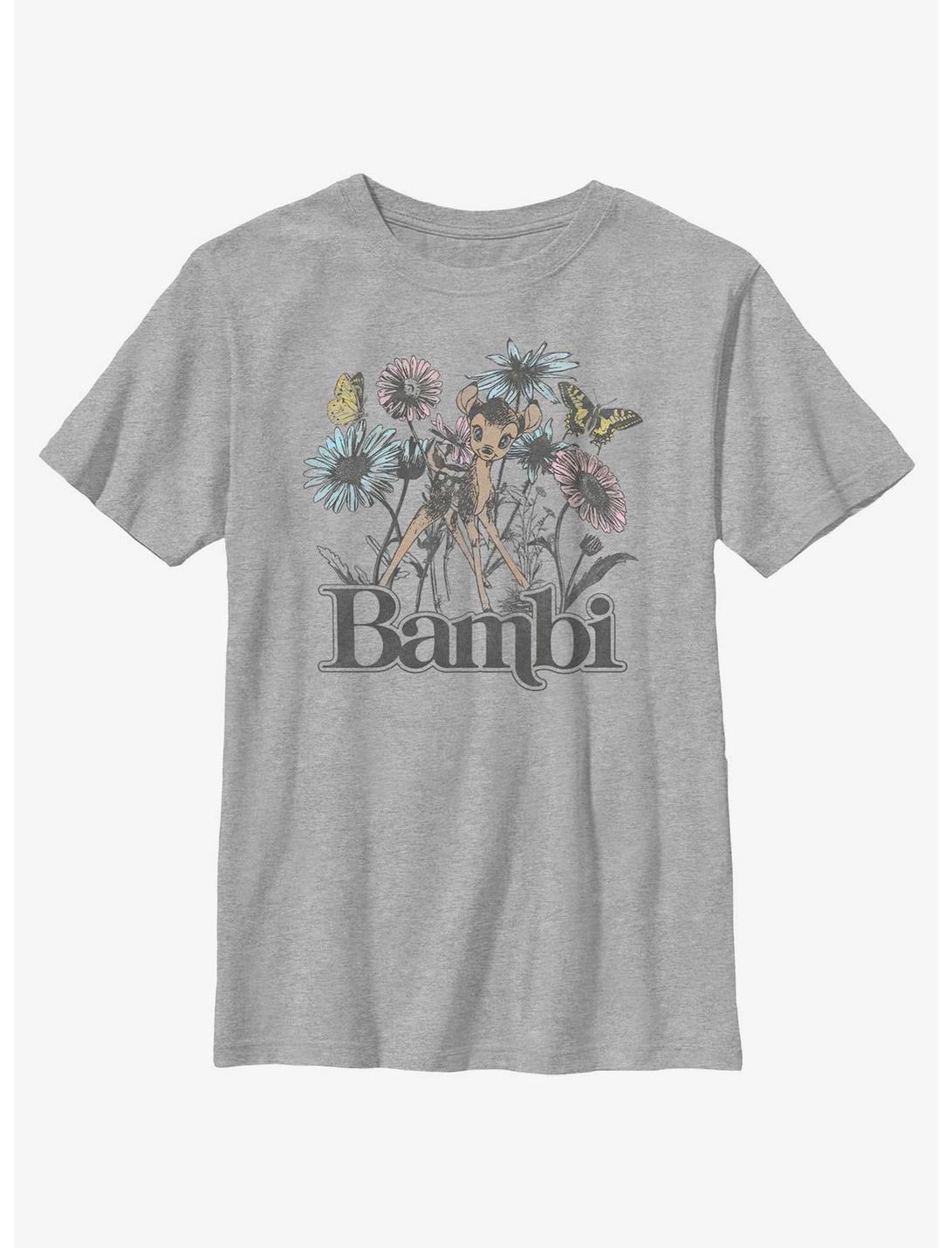 Disney Bambi Watercolor Floral Youth T-Shirt, ATH HTR, hi-res