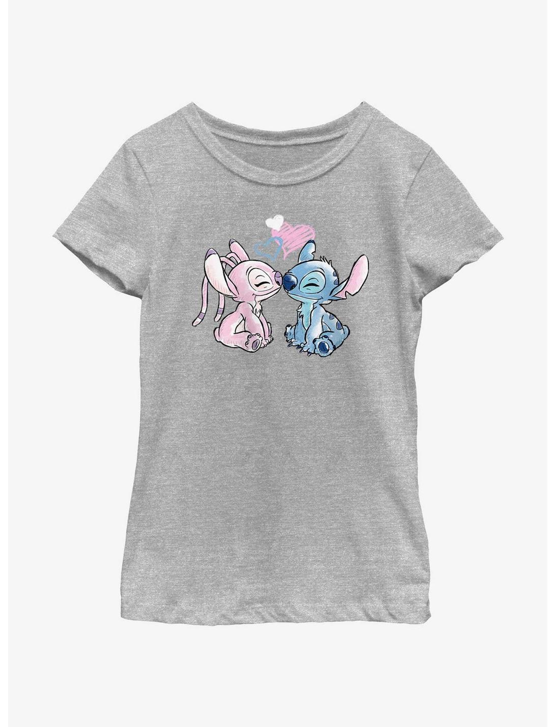 Disney Lilo & Stitch Angel Loves Stitch Youth Girls T-Shirt, ATH HTR, hi-res