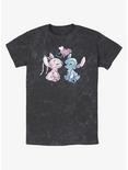 Disney Lilo & Stitch Angel Loves Stitch Mineral Wash T-Shirt, BLACK, hi-res