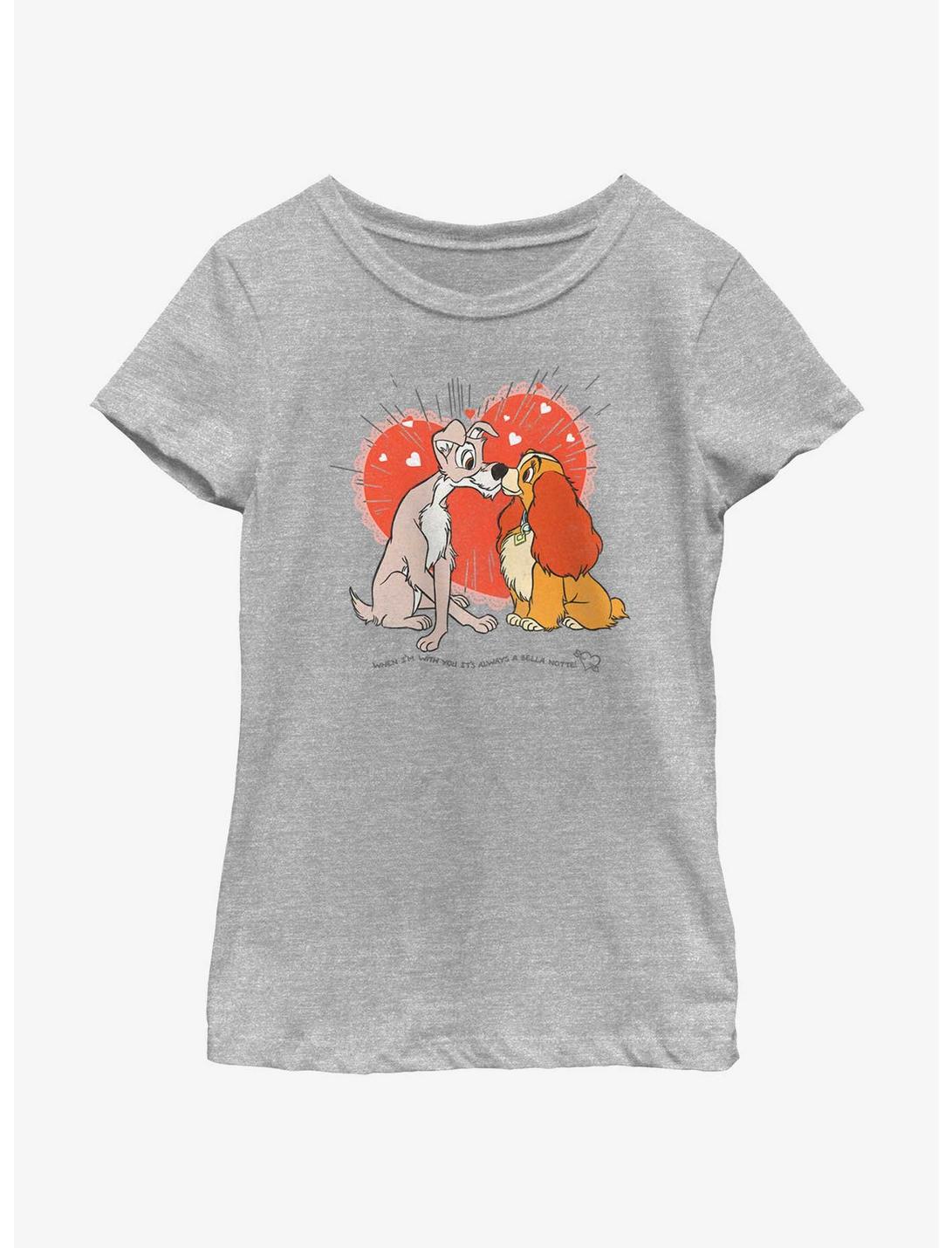 Disney Lady and the Tramp Bella Notte Lovers Youth Girls T-Shirt, ATH HTR, hi-res