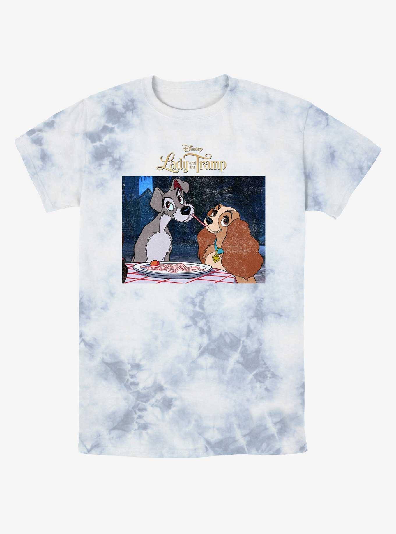 Disney Lady and the Tramp Share Spaghetti Tie-Dye T-Shirt, WHITEBLUE, hi-res