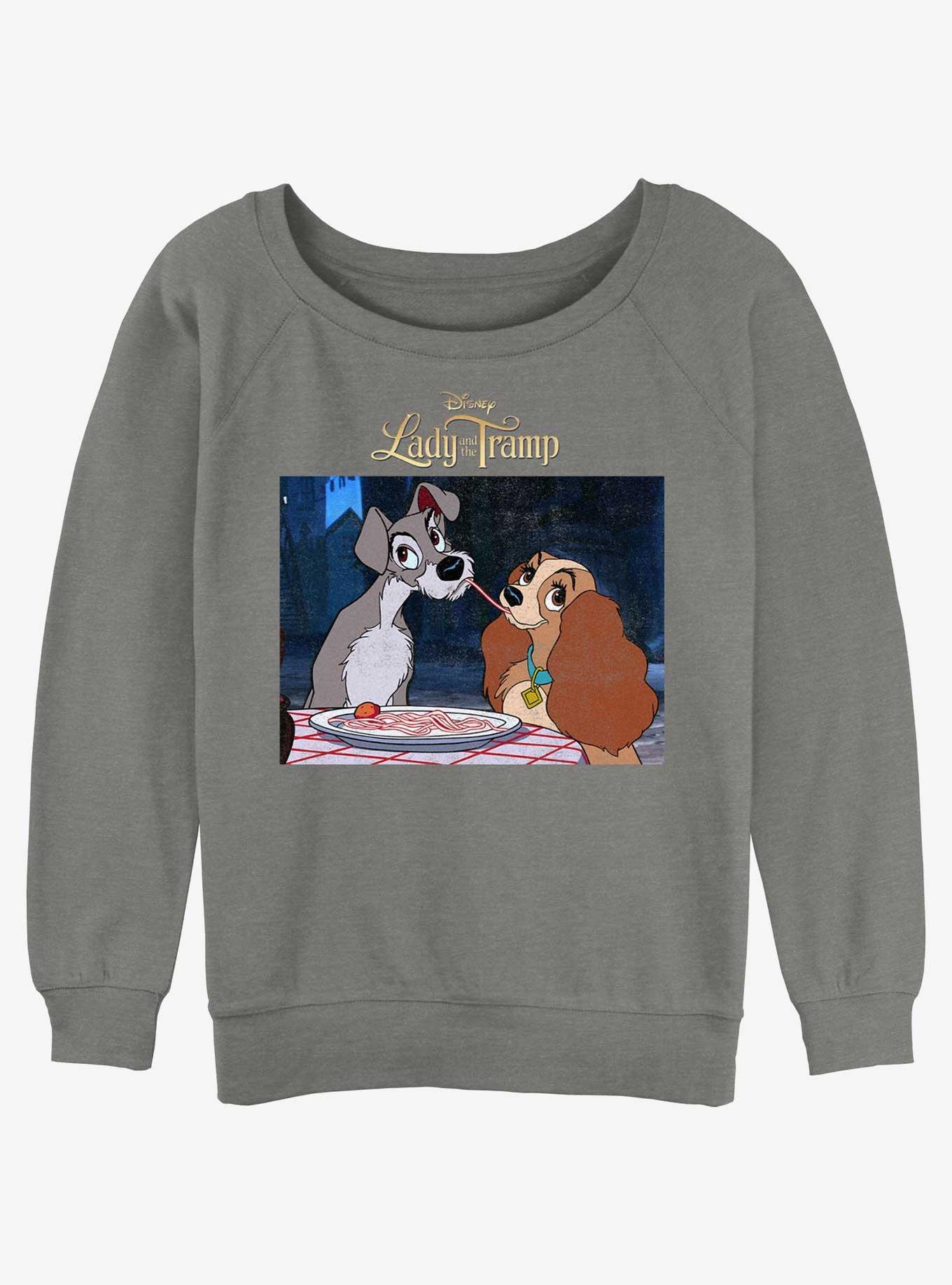 Disney Lady and the Tramp Share Spaghetti Womens Slouchy Sweatshirt, , hi-res