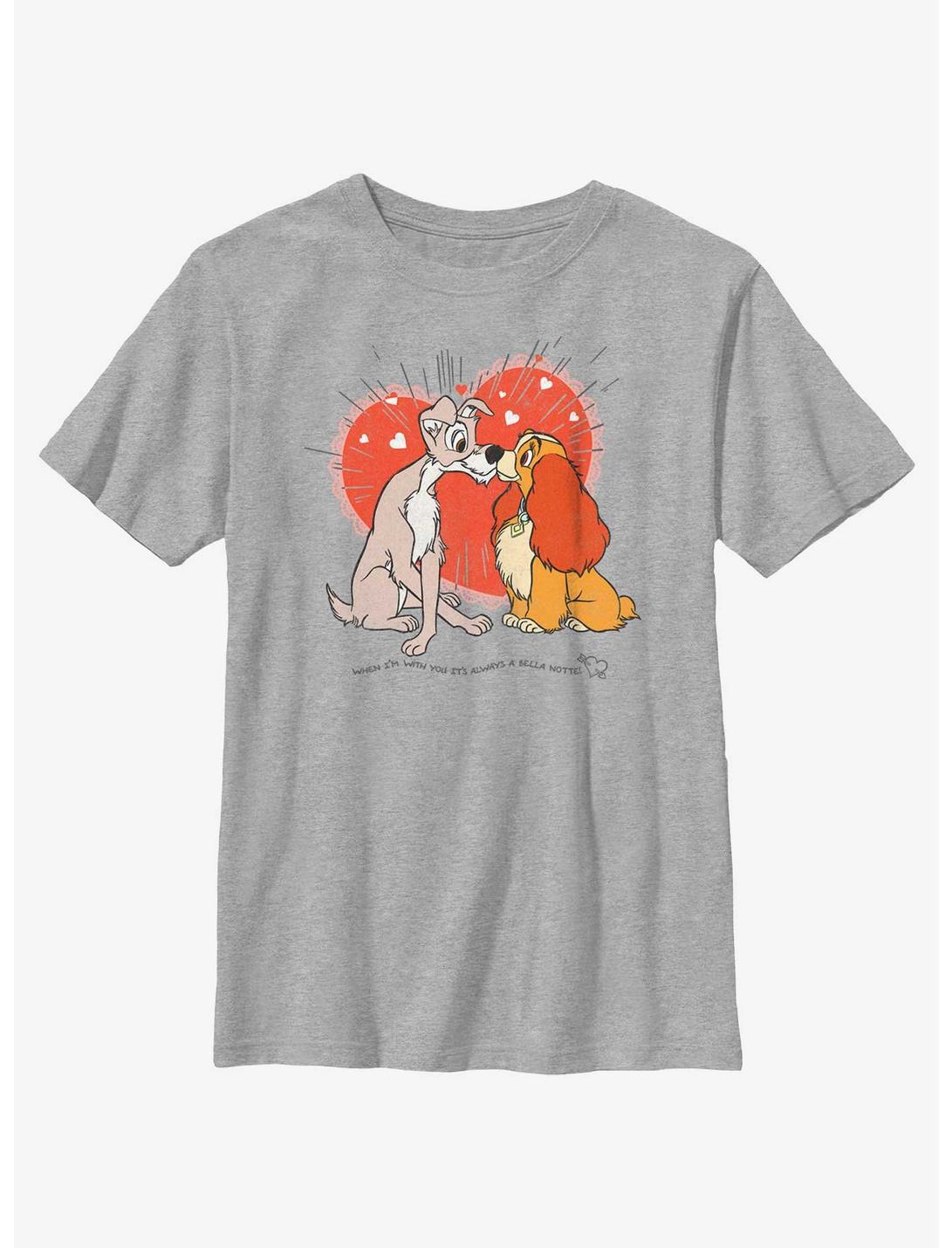 Disney Lady and the Tramp Bella Notte Lovers Youth T-Shirt, ATH HTR, hi-res