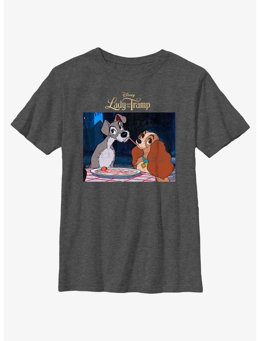 Disney Lady and the Tramp Share Spaghetti Youth T-Shirt, CHAR HTR, hi-res