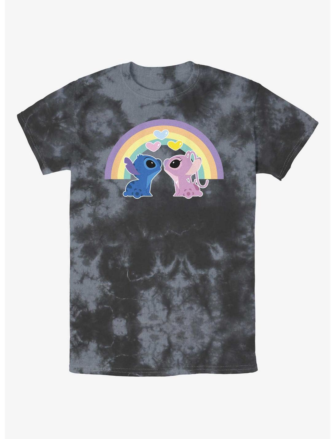Disney Lilo & Stitch Angel & Stitch Love Under The Rainbow Tie-Dye T-Shirt, BLKCHAR, hi-res