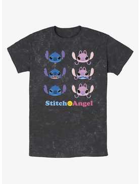 Disney Lilo & Stitch Angel & Stitch Faces Mineral Wash T-Shirt, , hi-res