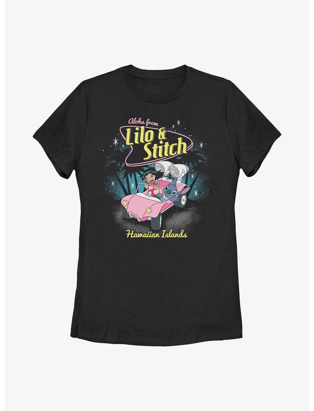 Disney Lilo & Stitch Aloha From Hawaiian Islands Womens T-Shirt, BLACK, hi-res