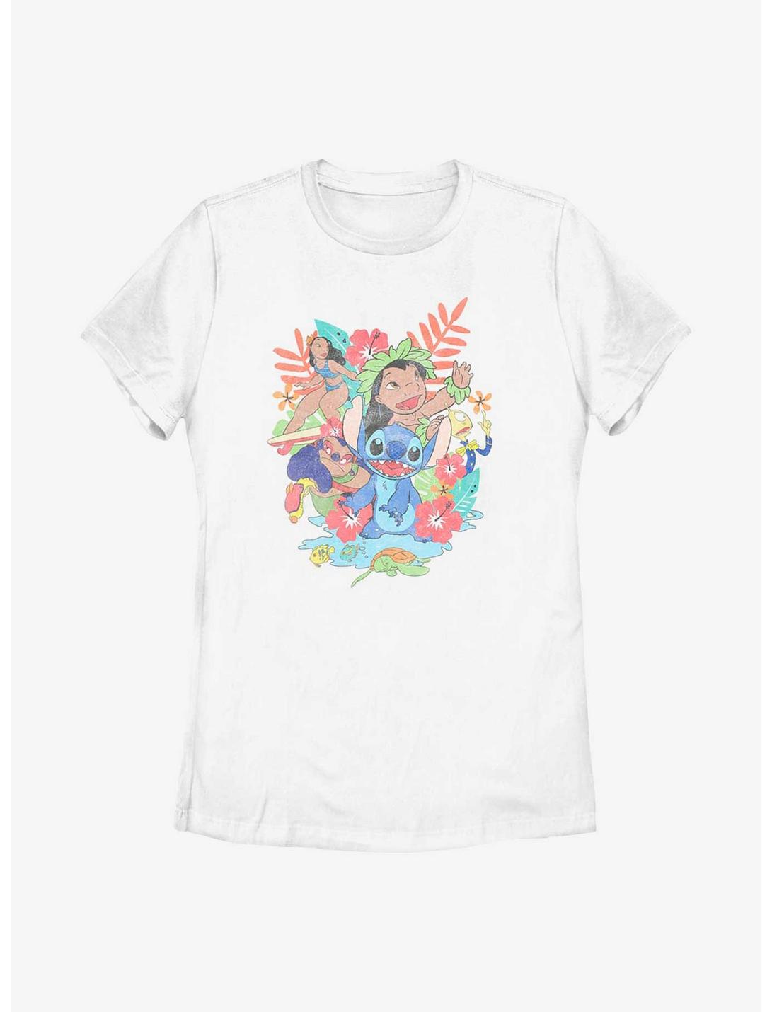 Disney Lilo & Stitch Floral Ohana Womens T-Shirt, WHITE, hi-res