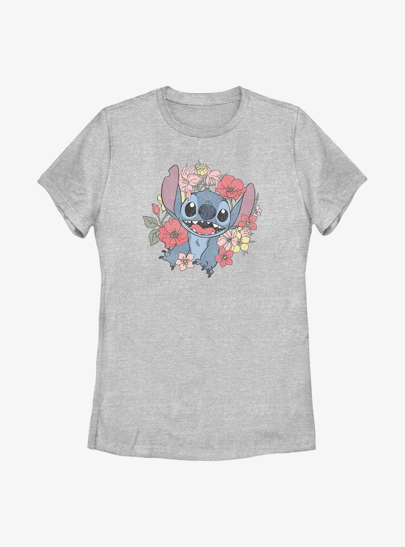 Disney Lilo & Stitch Floral Stitch Womens T-Shirt, ATH HTR, hi-res