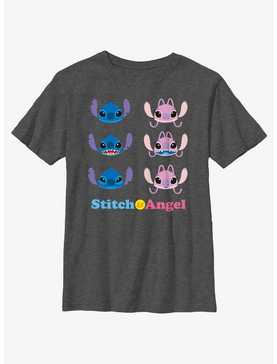 Disney Lilo & Stitch Angel & Stitch Faces Youth T-Shirt, , hi-res