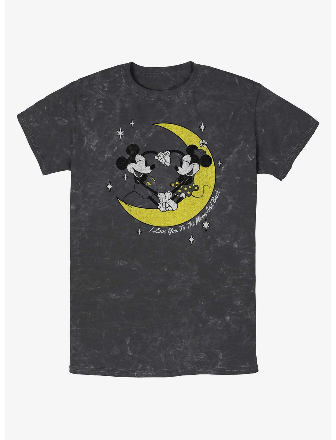 Disney Mickey Mouse I Love You To The Moon And Back Mineral Wash T-Shirt, BLACK, hi-res