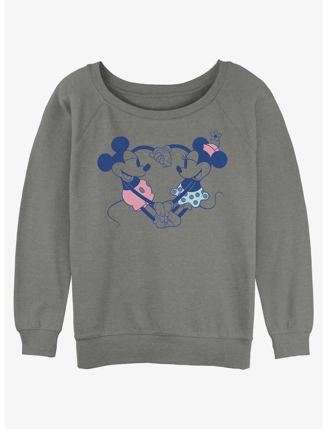 Disney Mickey Mouse Heart Pair Womens Slouchy Sweatshirt, GRAY HTR, hi-res