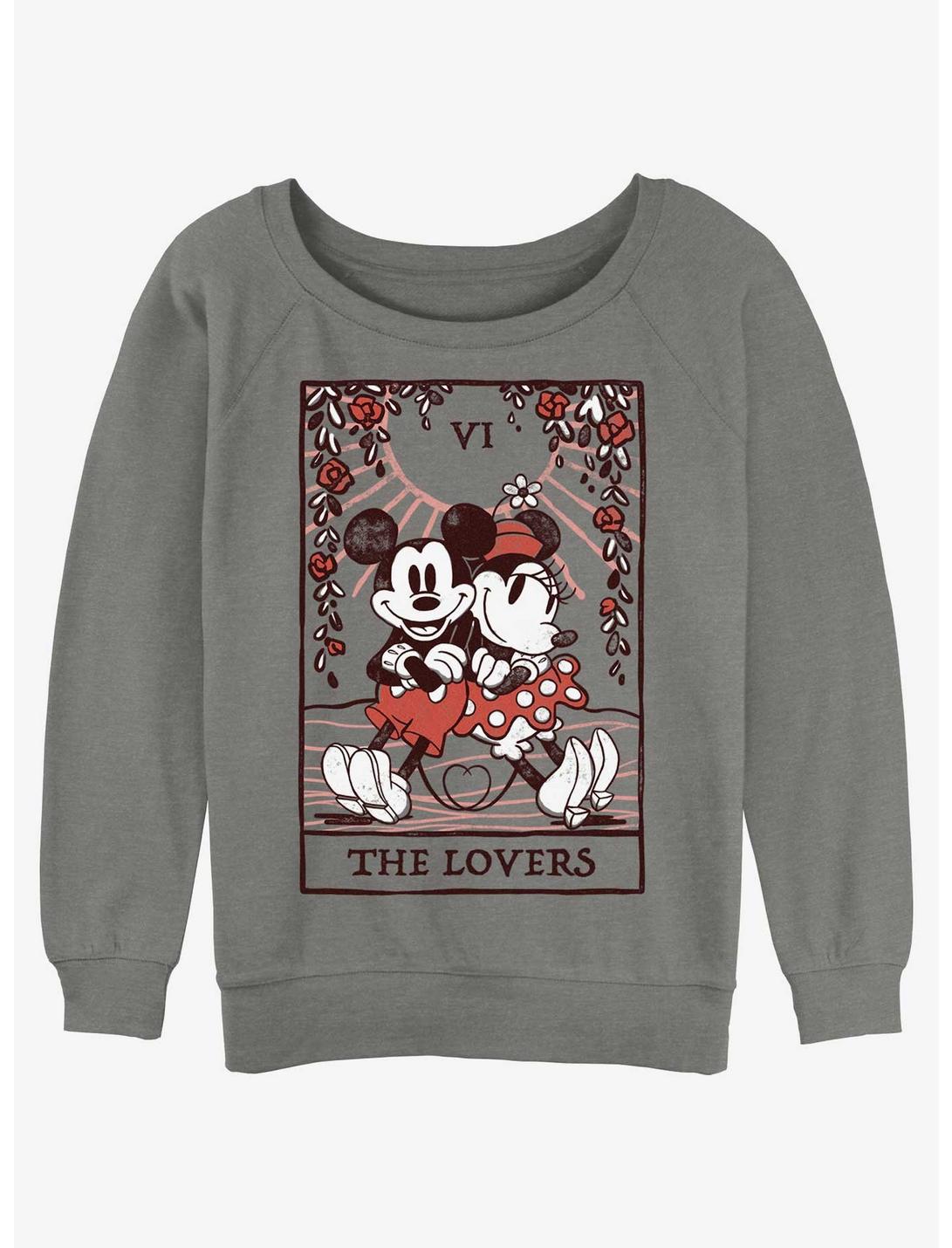Disney Mickey Mouse The Lovers Womens Slouchy Sweatshirt, GRAY HTR, hi-res