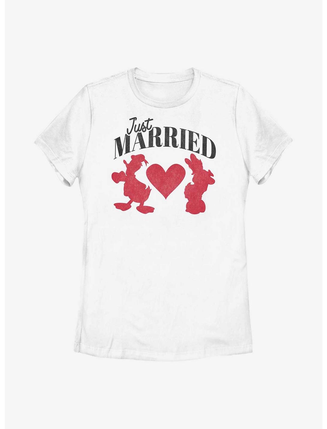 Disney Mickey Mouse Just Married Ducks Womens T-Shirt, WHITE, hi-res