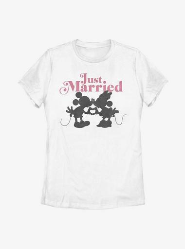 Disney Mickey Mouse Just Married Mice Womens T-Shirt WHITE