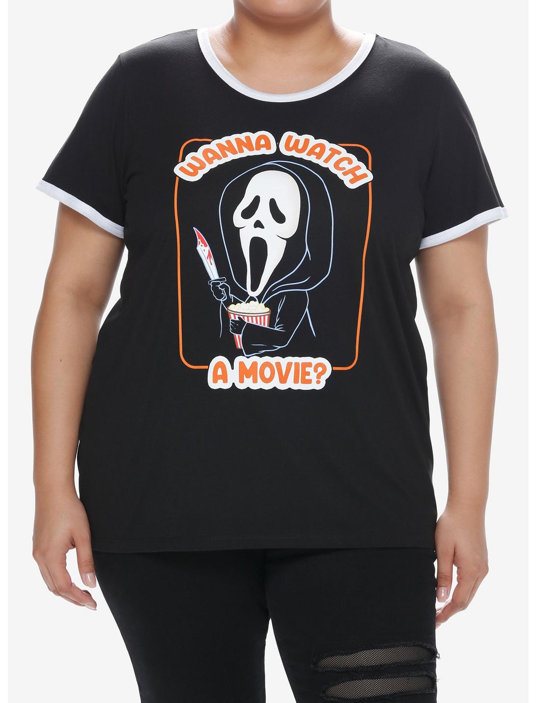 Scream Ghost Face Watch Movies Girls Ringer T-Shirt Plus Size, MULTI, hi-res
