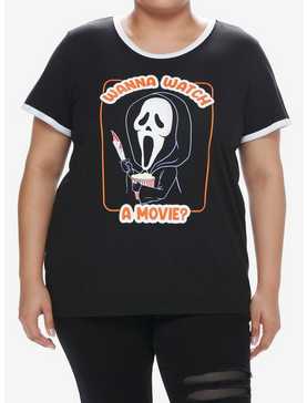 Scream Ghost Face Watch Movies Girls Ringer T-Shirt Plus Size, , hi-res