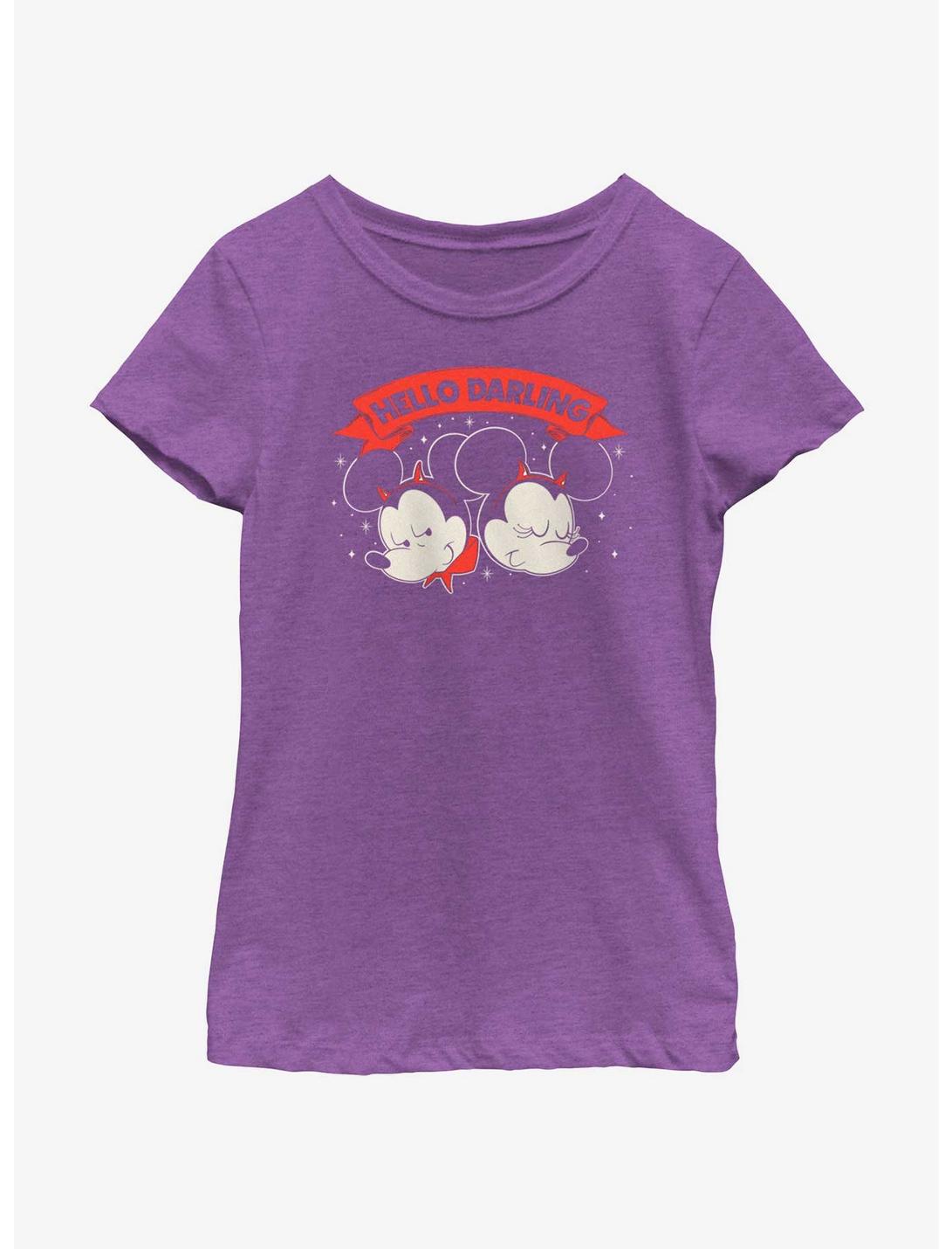 Disney Mickey Mouse Hello Darling Youth Girls T-Shirt, PURPLE BERRY, hi-res