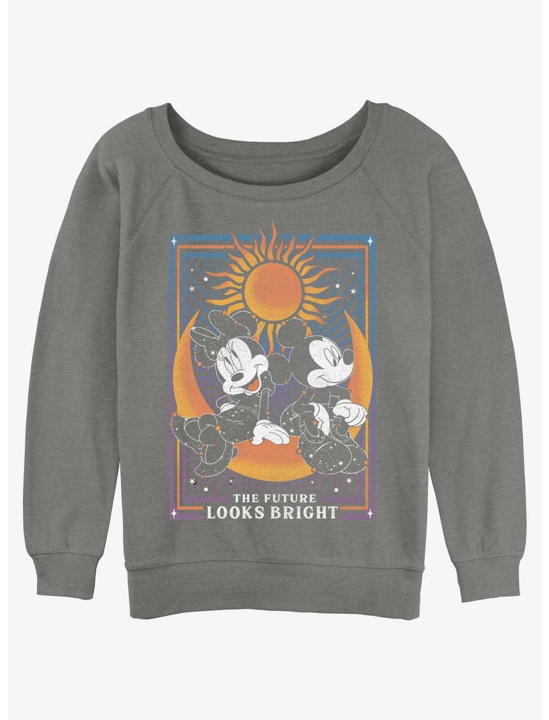 Disney Mickey Mouse The Future Looks Bright Womens Slouchy Sweatshirt, GRAY HTR, hi-res