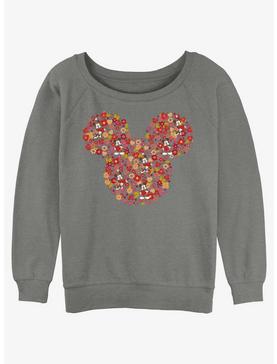 Plus Size Disney Mickey Mouse Mickey Flowers Womens Slouchy Sweatshirt, , hi-res