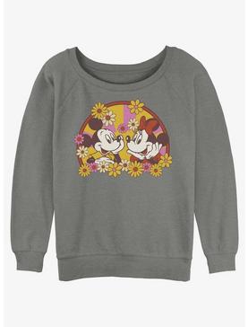 Plus Size Disney Mickey Mouse Mickey & Minnie Spring Bloom Womens Slouchy Sweatshirt, , hi-res