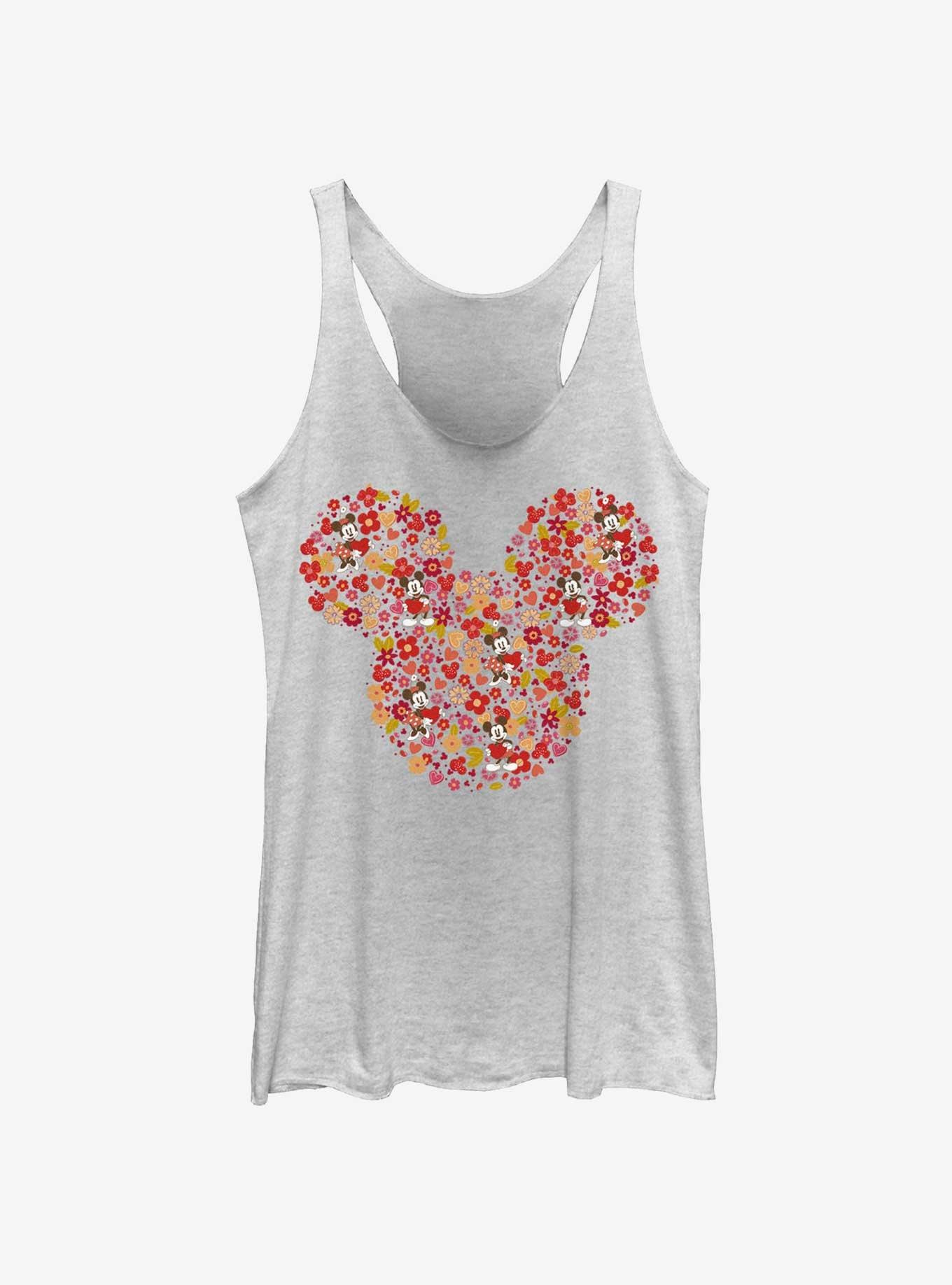 Disney Mickey Mouse Mickey Flowers Womens Tank Top, WHITE HTR, hi-res