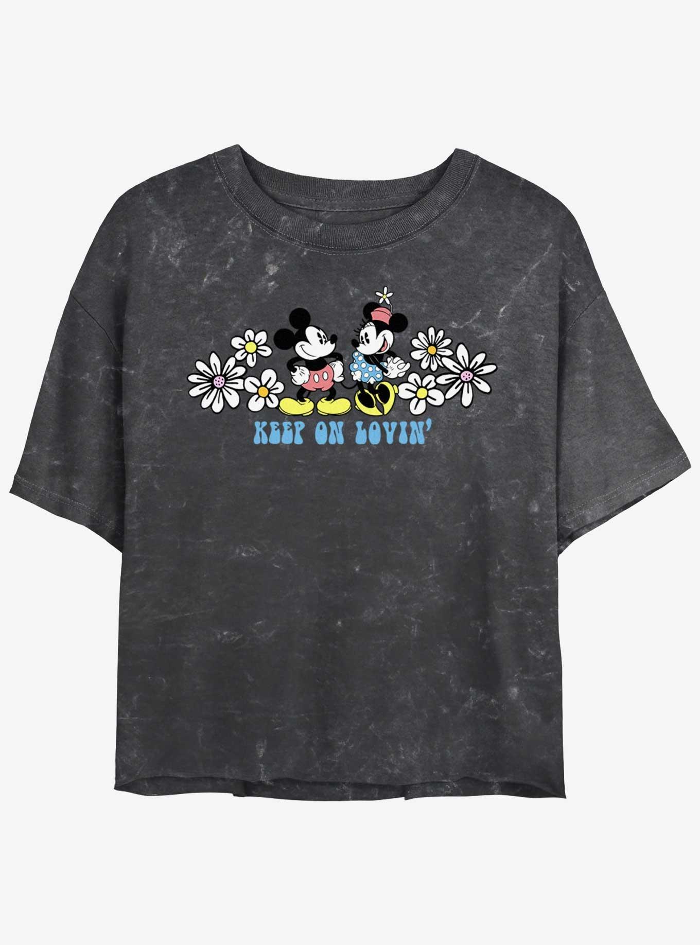 Disney Mickey Mouse Keep On Lovin' Mineral Wash Womens Crop T-Shirt, , hi-res