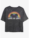 Disney Mickey Mouse Love Is Love Mineral Wash Womens Crop T-Shirt, BLACK, hi-res