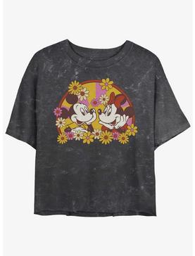 Disney Mickey Mouse Mickey & Minnie Spring Bloom Mineral Wash Womens Crop T-Shirt, , hi-res